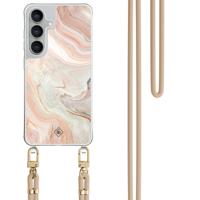 Samsung Galaxy S25 FE hoesje met beige koord - Marmer waves