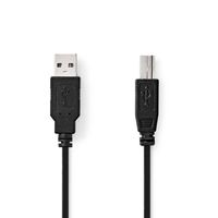 USB-Kabel | USB 2.0 | USB-A Male | USB-B Male | 480 Mbps | Vernikkeld | 2.0 m | Rond | PVC | Zwart - thumbnail