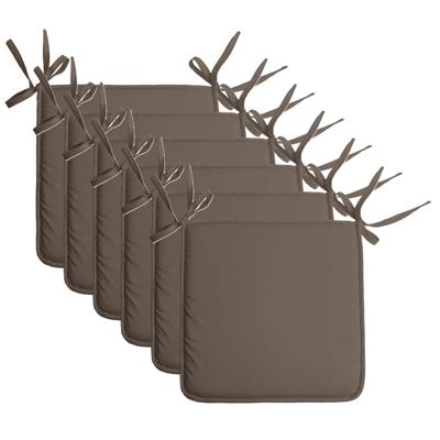 Stof Textile Home stoelkussens - 6x - donker taupe - 38 x 38 x 3 cm - voor binnen - vierkant