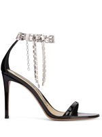 Alexandre Vauthier sandales Tiffany en cuir à ornements en cristal - Noir - thumbnail