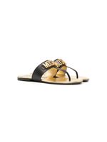 Moschino Kids logo-lettering leather sandals - Or - thumbnail