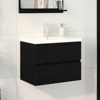 Wastafelkast Zwart eiken 60 x 39 x 62 cm Bewerkt hout