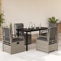 5-delige Tuinset met kussens poly rattan lichtgrijs