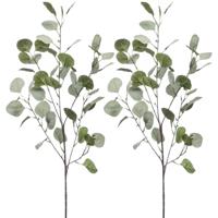 Kunstbloem Eucalyptus tak - 2x - 87 cm - groen - losse steel - Kunst zijdebloemen