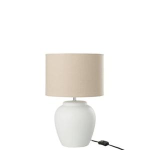 J-Line lamp Meli + Kap - keramiek - linnen - wit - small