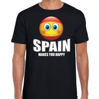 Spain makes you happy landen t-shirt Spanje zwart voor heren met emoticon