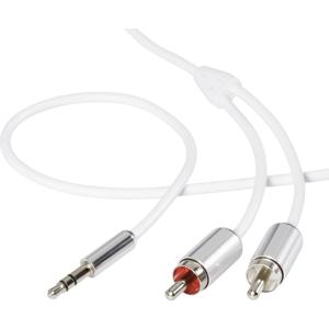 SpeaKa Professional SP-7870088 Cinch / Jackplug Audio Aansluitkabel [2x Cinch-stekker - 1x Jackplug male 3,5 mm] 0.80 m Wit SuperSoft-mantel