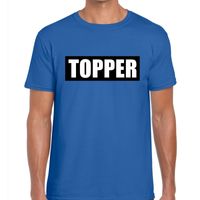 Topper in kader t-shirt blauw heren - thumbnail