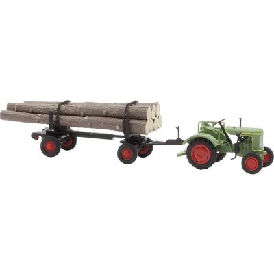 Busch 54152 H0 Landbouw Fendt F 15 dieselross met houten aanhanger