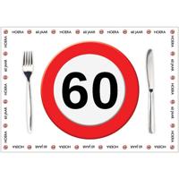 60 jaar verjaardag placemats - Papier - 10x stuks - leeftijd - stopbord thema - 42 x 30 cm
