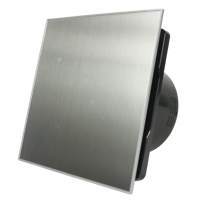 Whisper Pro-design Badkamerventilator - Ø125mm - Met Nalooptimer - Rvs Vlak - Zwarte Ventilator
