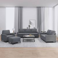 4-delige Loungeset met kussens fluweel donkergrijs