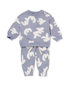 HEMA Baby Kleding Sweatset Vogels Blauw (blauw)