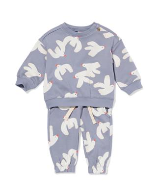 HEMA Baby Kleding Sweatset Vogels Blauw (blauw)