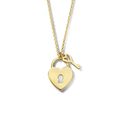 14k Geelgouden Collier met Hartslot en Sleutel - 40-44 cm