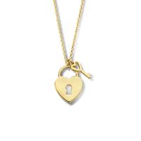 14k Geelgouden Collier met Hartslot en Sleutel - 40-44 cm