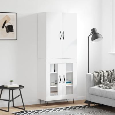 Hoge kast 69,5x34x180 cm bewerkt hout wit