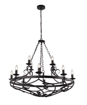 Searchlight Grote antieke kroonluchterCartwheel Ø 89cm - 8912-12BK