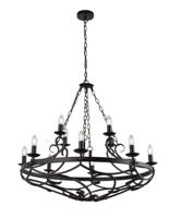 Searchlight Grote antieke kroonluchterCartwheel Ø 89cm - 8912-12BK