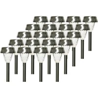 20x Buiten LED RVS lantaarn stekers solar verlichting 24 cm