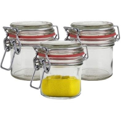 Weckpot/inmaakpot - 3x - glas - 100 ml - met beugelsluiting - transparant