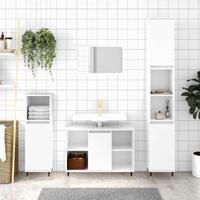Badkamerkast 80x33x60 cm bewerkt hout hoogglans wit - thumbnail