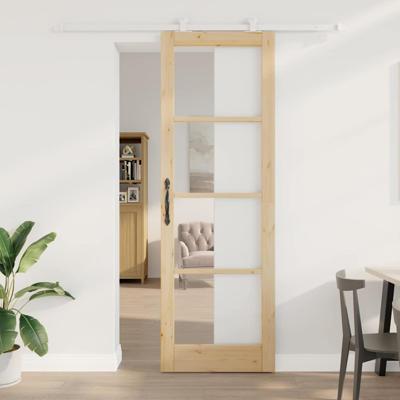 Schuifdeur met Hardware Set 'ORKDAL'Massief Hout & Glas