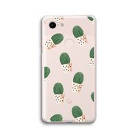Cactusprint roze: Google Pixel 3 XL Transparant Hoesje