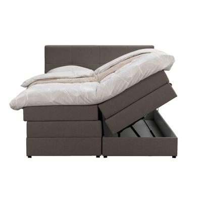 Leen Bakker - Boxspring Met Opbergruimte Liv Geblokt - Donker - 180x200 Cm - Stof - Bruin