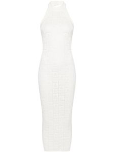 Balmain robe en crochet à coupe mi-longue - Blanc