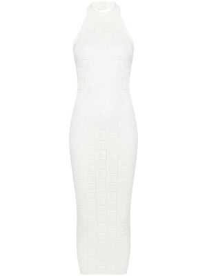 Balmain robe en crochet à coupe mi-longue - Blanc