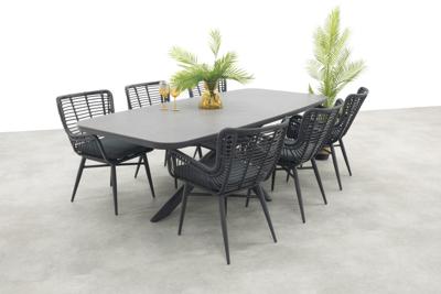 Jasmine/Soreno deens ovale tuinset 240x110 cm. - Licht grijs/Zwart
