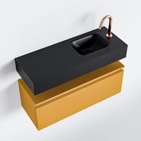 Toiletmeubel Mondiaz Andor | 80 cm | Meubelkleur Ocher | Lex vrijhangend wastafel Urban Rechts | 1 kraangat