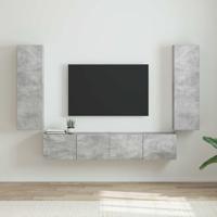 TV Wandkast 2 pcs Beton 30 x 31 x 100 cm Bewerkt hout