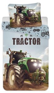 Dreamee Dekbedovertrek Tractor groen 140 x 200 cm 70 x 90 cm - 100% polyester