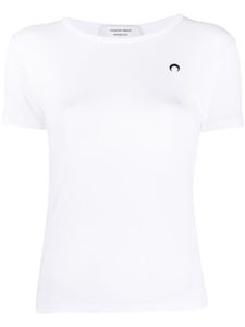 Marine Serre t-shirt slim à logo brodé - Blanc