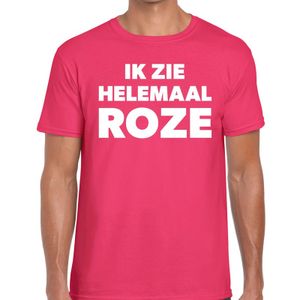 Ik zie helemaal roze tekst t-shirt roze heren