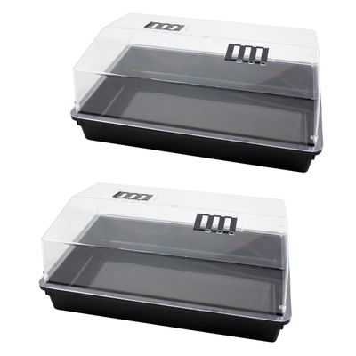 3x stuks grote kweekbakken/kweekkasten met deksel 24 x 59 x 39 cm