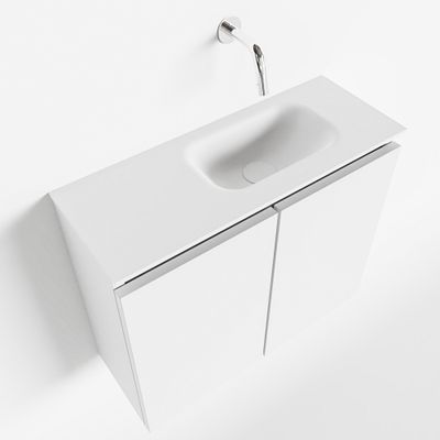 Toiletmeubel Mondiaz Ture | 60 cm | Meubelkleur Talc | Eden wastafel Talc Rechts | Zonder kraangat
