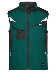 James & Nicholson JN845 Workwear Softshell Vest -STRONG- - Dark-Green/Black - 6XL