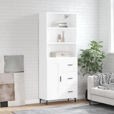 Hoge kast 69,5x34x180 cm bewerkt hout wit