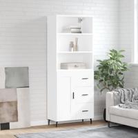 Hoge kast 69,5x34x180 cm bewerkt hout wit