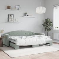Slaapbank met onderschuifbed 80x200 cm fluweel lichtgrijs