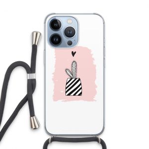 Zwart-wit cactus: iPhone 13 Pro Transparant Hoesje met koord