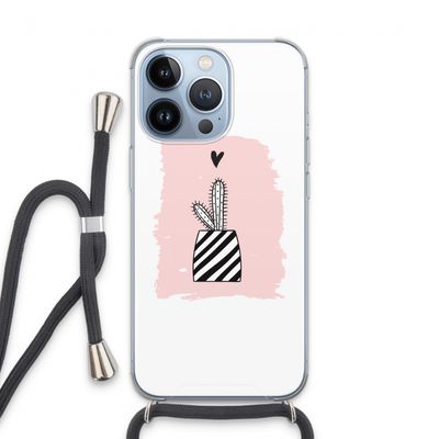 Zwart-wit cactus: iPhone 13 Pro Transparant Hoesje met koord