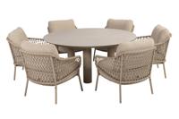 4 Seasons Sardinia/Donato low dining tuinset Ø160 cm. (7-delig) - Latte 4 Seasons Sardinia/Donato low dining tuinset Ø160 cm. (7-delig) - Latte