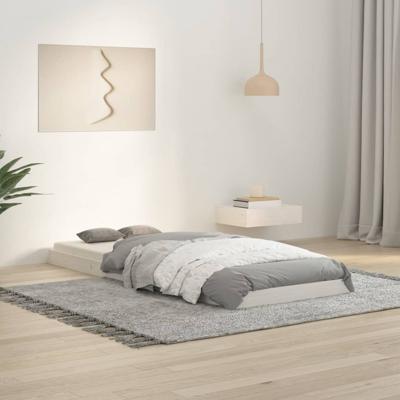 Bedframe massief grenenhout wit 75x190 cm