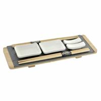 Sushi set DKD Home Decor Bruin Zwart Natuurlijk Bamboe Raad van bestuur 30 x 10 x 3,5 cm (9 Onderdelen) (30 x 10 x 3,5 cm) - thumbnail