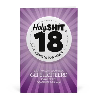 Button Verjaardag Kaart Holy Shit 18 Jaar