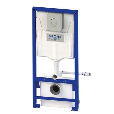 Sanibroyeur Saniwall Pro inbouwelement m. glazen panelen incl. fecaliënvermaler m. Grohe bedieniningsplaat verchroomd excl. toilet wallproupd